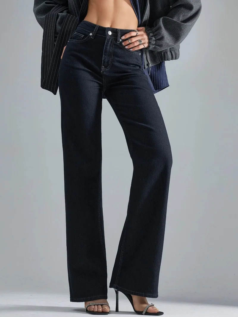 هيكاب جينز سكالو مستقيم الخصر العالي